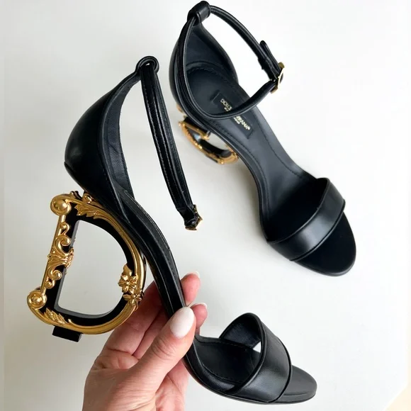 Dolce & Gabbana Devotion D&G Sandals In Black Leather
